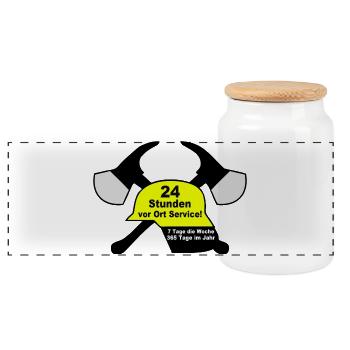 Freiwillige Feuerwehr , Shirt , 24 Stunden (25) - Panorama Keksdose mit Holzdeckel - Weiß - Vorne