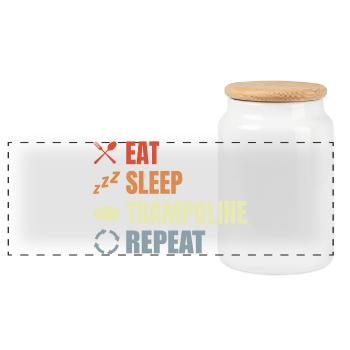 Trampoline Jumping Routine - Panoramic Cookie Jar with Wooden Lid - white - Front