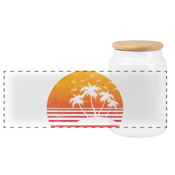 Soleil Palmier Rétro - Boîte à biscuits avec couvercle en bois - blanc - Devant