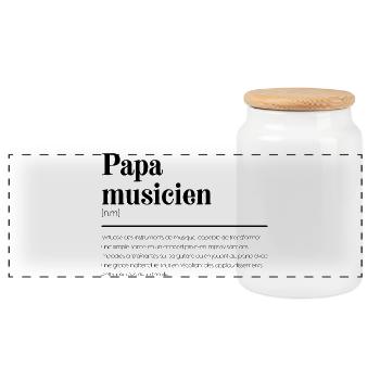 Papa Musicien - Boîte à biscuits avec couvercle en bois - blanc - Devant