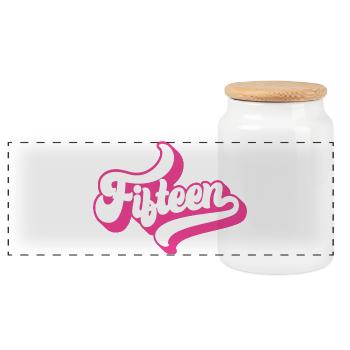 Fifteen 15th Birthday For Girls 15 Years Old - Panoramic Cookie Jar with Wooden Lid - white - Front