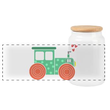 Heart Tractor Commercial Vehicle Farm Farming Field - Panoramic Cookie Jar with Wooden Lid - white - Front