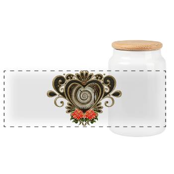 Wonderful steampunk heart. - Panoramic Cookie Jar with Wooden Lid - white - Front