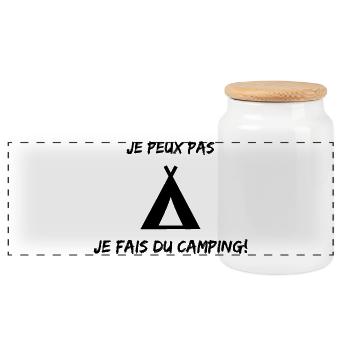 JE PEUX PAS. CAMPING. CAMPER. JE PEUX PAS. HUMOUR. - Boîte à biscuits avec couvercle en bois - blanc - Devant