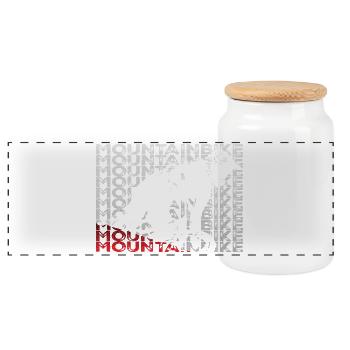 mountainbike silhouette rider text block - Panorama Keksdose mit Holzdeckel - Weiß - Vorne