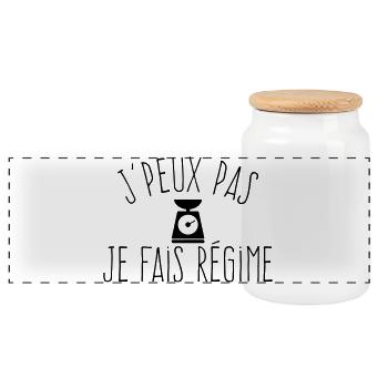 J'peux pas je fais régime  - Boîte à biscuits avec couvercle en bois - blanc - Devant