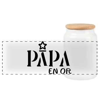 Papa en Or - Hommage aux Papas Exceptionnels - Boîte à biscuits avec couvercle en bois - blanc - Devant