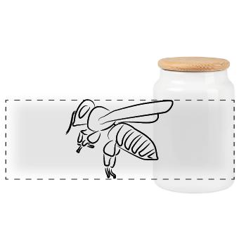 Abeille - Boîte à biscuits avec couvercle en bois - blanc - Devant