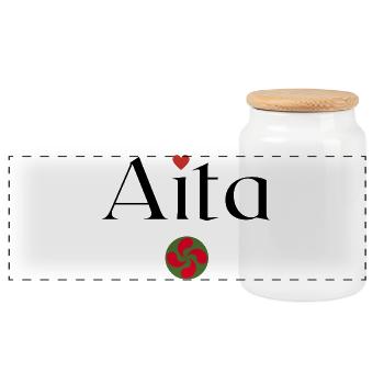 Aita et Lauburu. Papa en Basque Fête des pères - Boîte à biscuits avec couvercle en bois - blanc - Devant