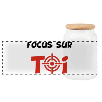 Focus sur toi (noir) - Boîte à biscuits avec couvercle en bois - blanc - Devant