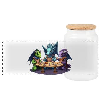 Rollenspielgruppe Aus Drachenwürfeln RPG Shirt - Panorama Keksdose mit Holzdeckel - Weiß - Vorne