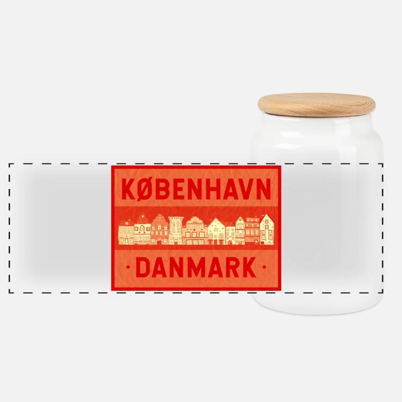Kopenhagen - Dänemark - Panorama Keksdose mit Holzdeckel - Weiß