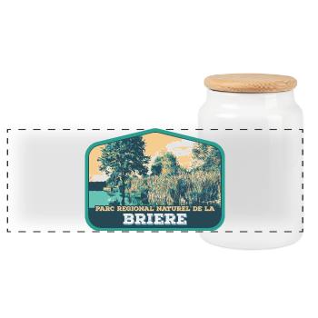 Écusson Paysage Brière : Nature Authentique - Boîte à biscuits avec couvercle en bois - blanc - Devant
