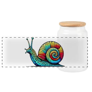 Schnecke - Panorama Keksdose mit Holzdeckel - Weiß - Vorne