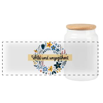 wild und ungezähmt wiesenblumen natur frühling - Panorama Keksdose mit Holzdeckel - Weiß - Vorne