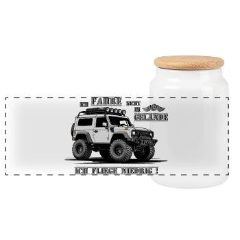 Véhicule tout-terrain - Boîte à biscuits avec couvercle en bois - blanc - Devant