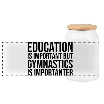 Gymnastics - Panoramic Cookie Jar with Wooden Lid - white - Front