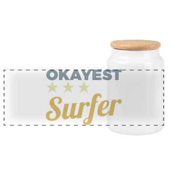 Surfeur moyen - Boîte à biscuits avec couvercle en bois - blanc - Devant
