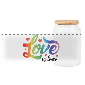 LGBT Pride Month - Love is Love - Panoramic Cookie Jar with Wooden Lid - white - Front
