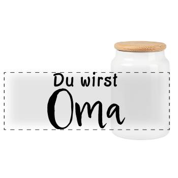 Du wirst Oma - Panorama Keksdose mit Holzdeckel - Weiß - Vorne