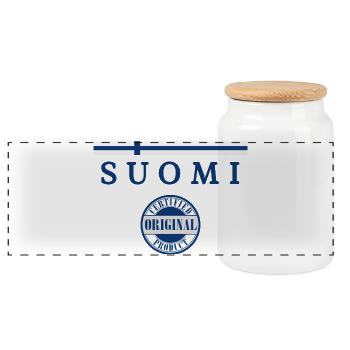 Drapeau de la Finlande, fierté finlandaise - Boîte à biscuits avec couvercle en bois - blanc - Devant