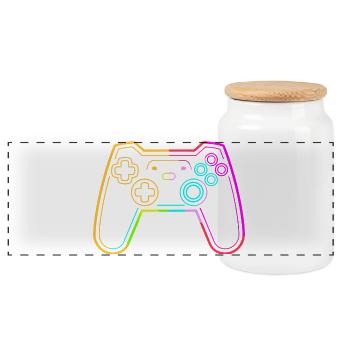 Video Games Skizze - Panorama Keksdose mit Holzdeckel - Weiß - Vorne