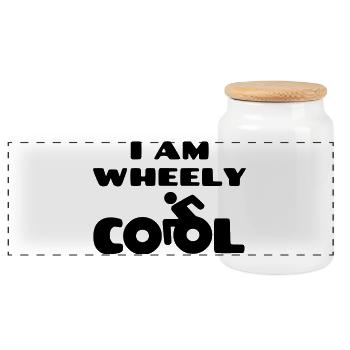 Je suis cool. Humour en fauteuil roulant * - Boîte à biscuits avec couvercle en bois - blanc - Devant