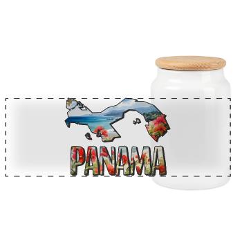 Aquarell Landkarte Panama - Panorama Keksdose mit Holzdeckel - Weiß - Vorne