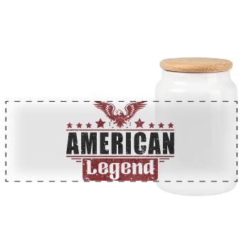 American Legend - Panoramic Cookie Jar with Wooden Lid - white - Front