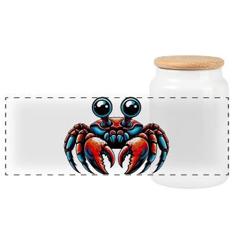 Crabe - Boîte à biscuits avec couvercle en bois - blanc - Devant