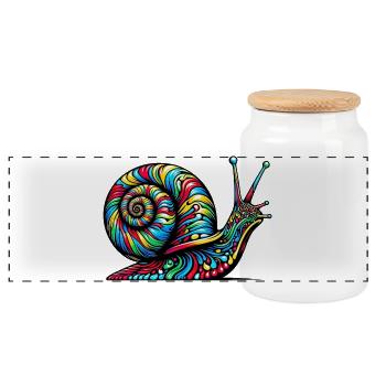 Snail - Panoramic Cookie Jar with Wooden Lid - white - Front