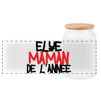 élue Maman de l'année - fête des mères - Boîte à biscuits avec couvercle en bois - blanc - Devant