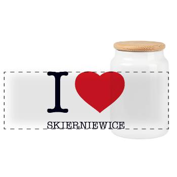 I LOVE SKIERNIEWICE - Panorama Keksdose mit Holzdeckel - Weiß - Vorne