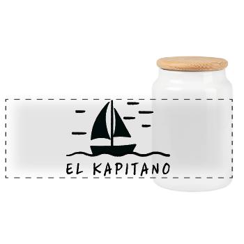 El Kapitano - Boîte à biscuits avec couvercle en bois - blanc - Devant