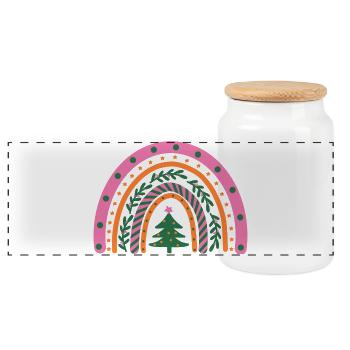 Noël au-dessus de l’arc-en-ciel - Noël coloré - Boîte à biscuits avec couvercle en bois - blanc - Devant