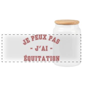I can't I have Horse riding - Panoramic Cookie Jar with Wooden Lid - white - Front