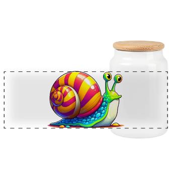 Snail - Panoramic Cookie Jar with Wooden Lid - white - Front