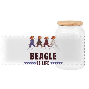 Beagle, c'est le design de la vie - Boîte à biscuits avec couvercle en bois - blanc - Devant