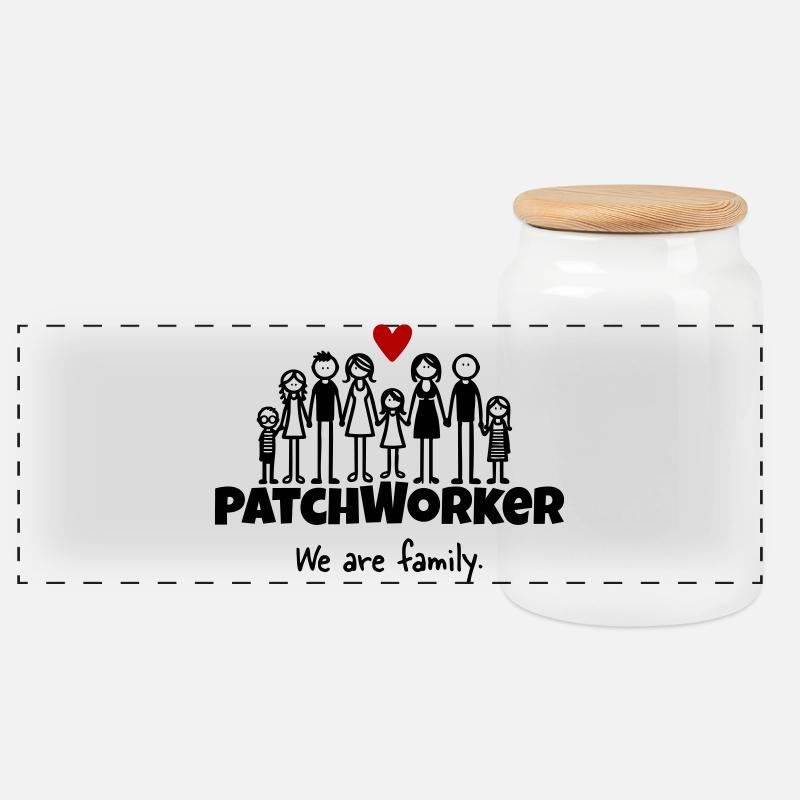 Patchworker We are family - Panorama Keksdose mit Holzdeckel - Weiß