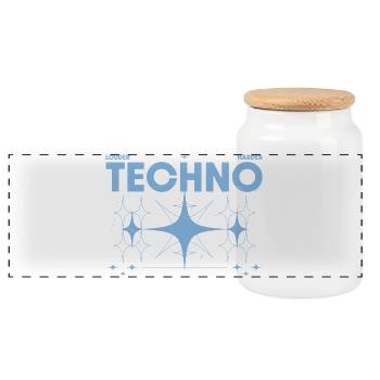 Louder Techno – Chemise Rave & Festival - Boîte à biscuits avec couvercle en bois - blanc - Devant