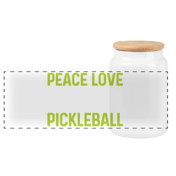 Peace Love Pickleball - Panoramic Cookie Jar with Wooden Lid - white - Front