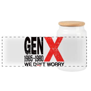 Generation X – Old School & Proud - Panorama Keksdose mit Holzdeckel - Weiß - Vorne
