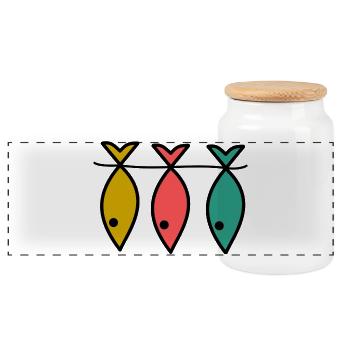 FISH. APRIL FOOL. HOLIDAY. SUMMER. HUMOR - Panoramic Cookie Jar with Wooden Lid - white - Front