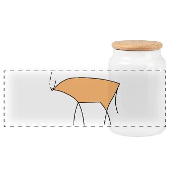 Bull - Panoramic Cookie Jar with Wooden Lid - white - Front