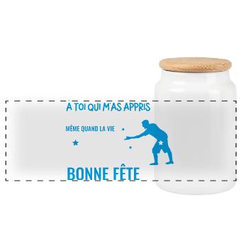 Bonne fete papa bleu ciel - Boîte à biscuits avec couvercle en bois - blanc - Devant