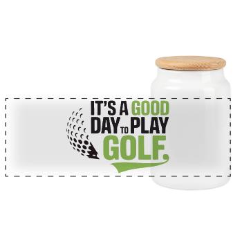 It's a Good Day to Play Golf - Panoramic Cookie Jar with Wooden Lid - white - Front
