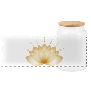 Golden blossom transparently stylized - Panoramic Cookie Jar with Wooden Lid - white - Front