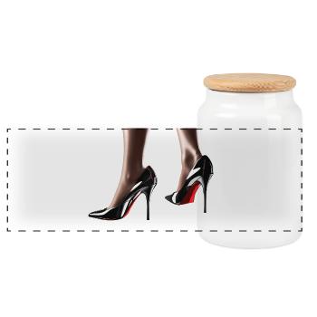 Elegant high heels with a shiny finish - Panoramic Cookie Jar with Wooden Lid - white - Front