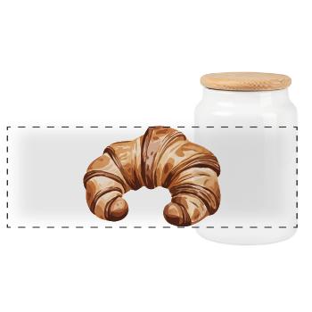 Croissant Einfacher Food Lover - Panorama Keksdose mit Holzdeckel - Weiß - Vorne
