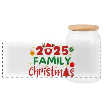 FROHE WEIHNACHTEN, Familienweihnachten 2025 - Panorama Keksdose mit Holzdeckel - Weiß - Vorne